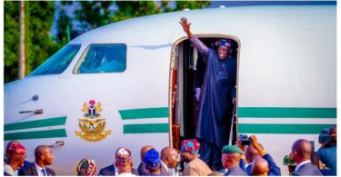 Tinubu arrives in Lagos