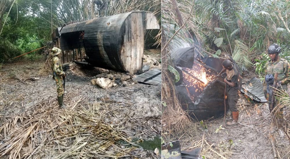 Army destroys illegal refinery