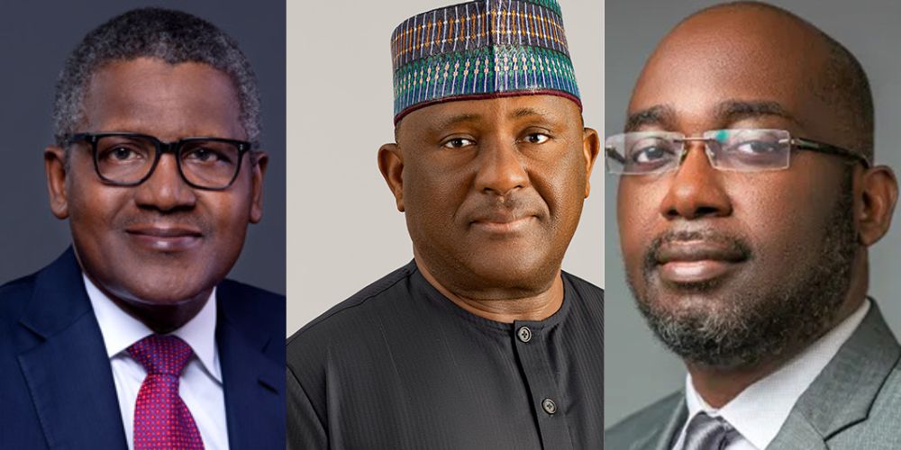 Chairman Dangote Industries Aliko Dangote Chairman BUA Cement Abdulsamad Rabiu and MD Lafarge Africa Plc Mr. Gbenga Oyebode