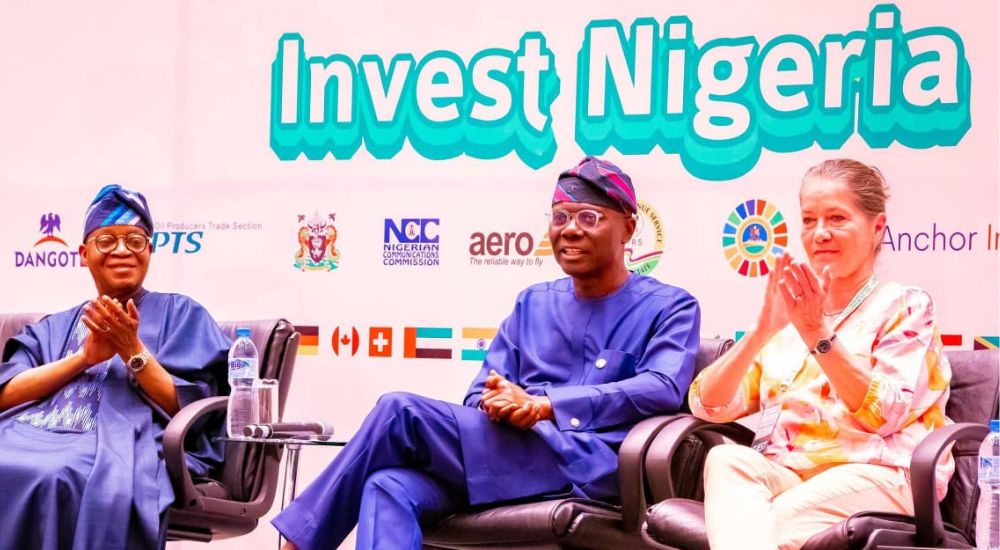 L R Minister of Marine and Blue Economy Gboyega Oyetola Governor of Lagos State Babajide Sanwo Olu and the Ambassador of Germany to Nigeria Annett Gunther during the Lagos Chamber of Commerc 1