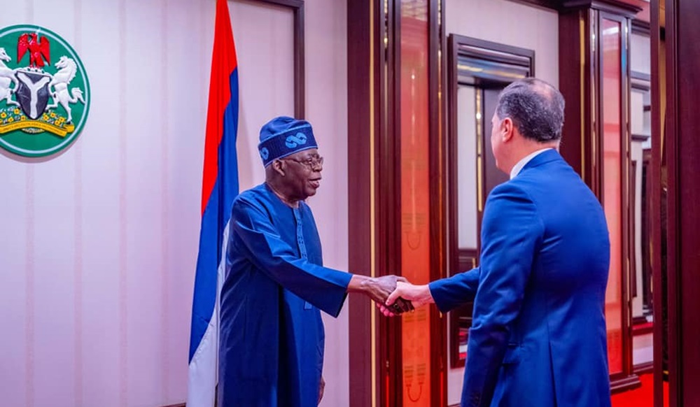 President Bola Tinubu receives a Letter of Credence from the Brazilian Ambassador to Nigeria Carlos Jose Areias