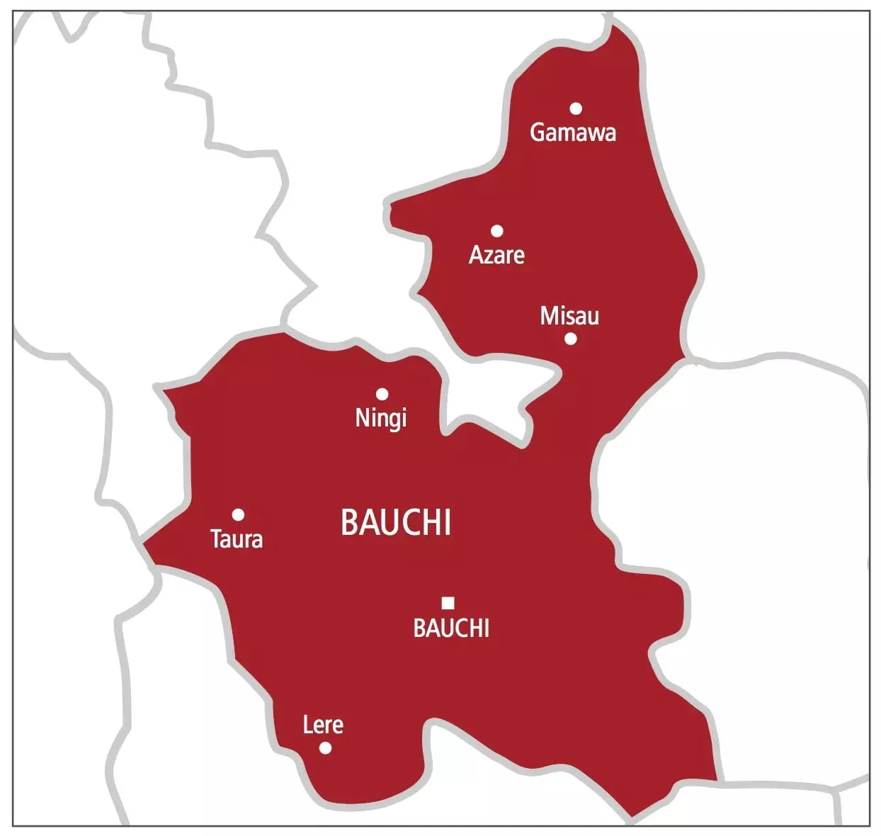 map of bauchi state