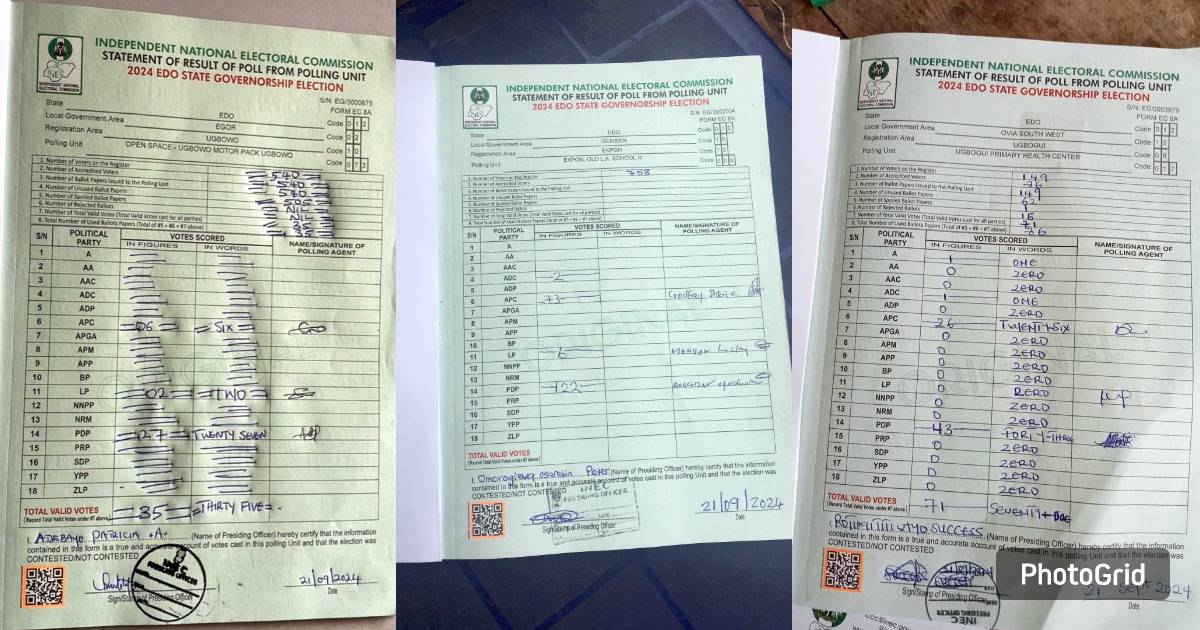 Edo Residents Share Results Online, Warn INEC Against Interfering As PDP’s Ighodalo Leads