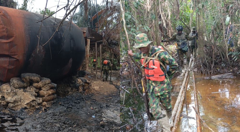 Army Destroys 13 Illegal Refining Sites Seizes Stolen Crude In NDelta 1