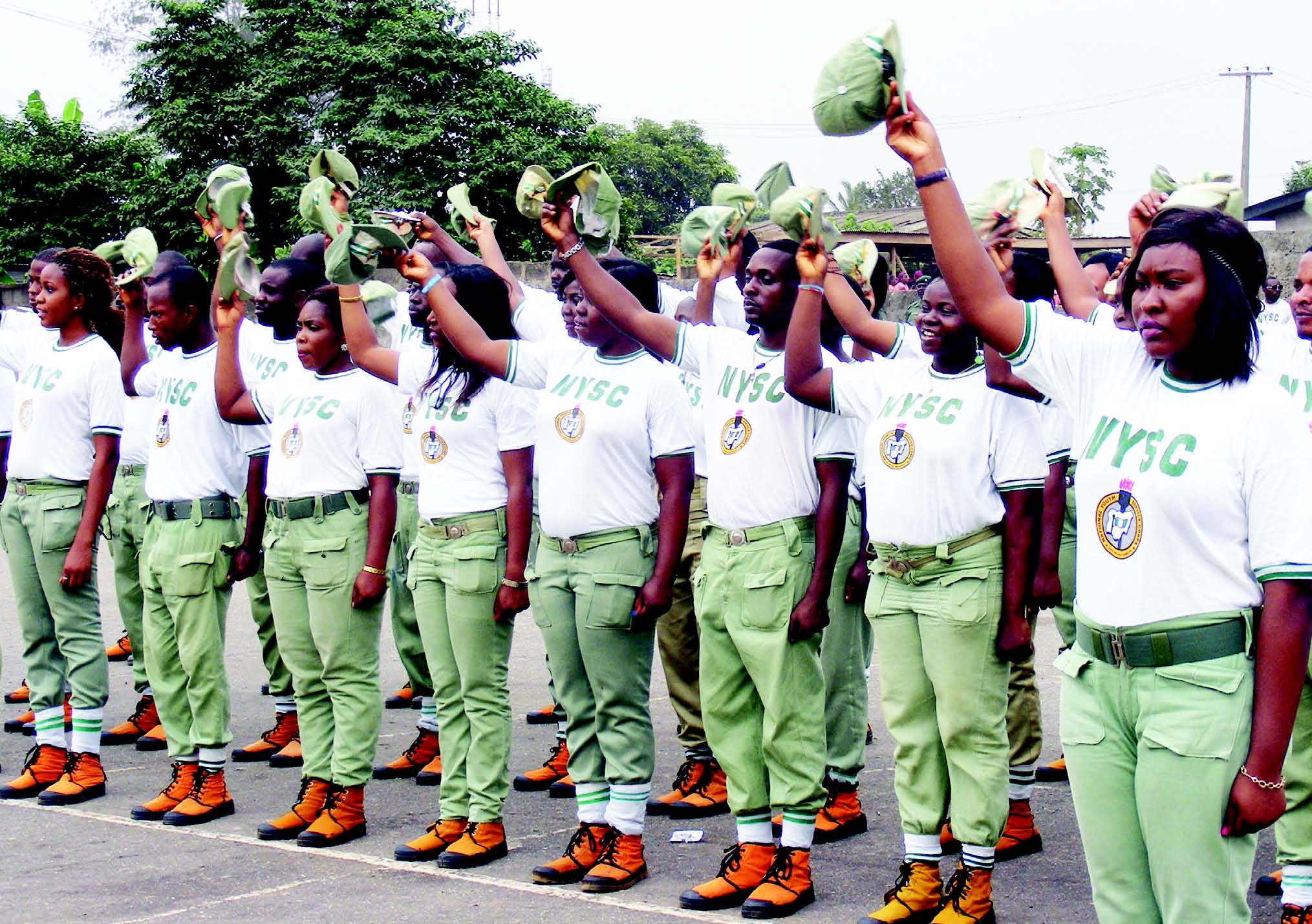 Cross section of 2012 Batch ‘A NYSC corps members during the passing out parade in Lagos yesterday