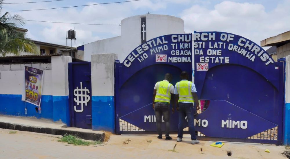 Lagos State Government has sealed a Celestial Church of Christ due to noise pollution