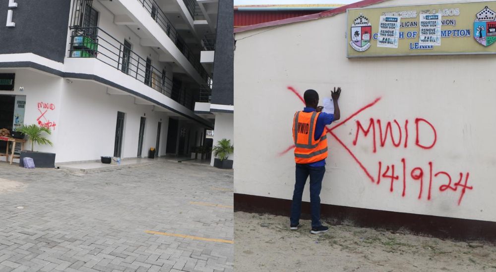 Marking of bildings to be demolished