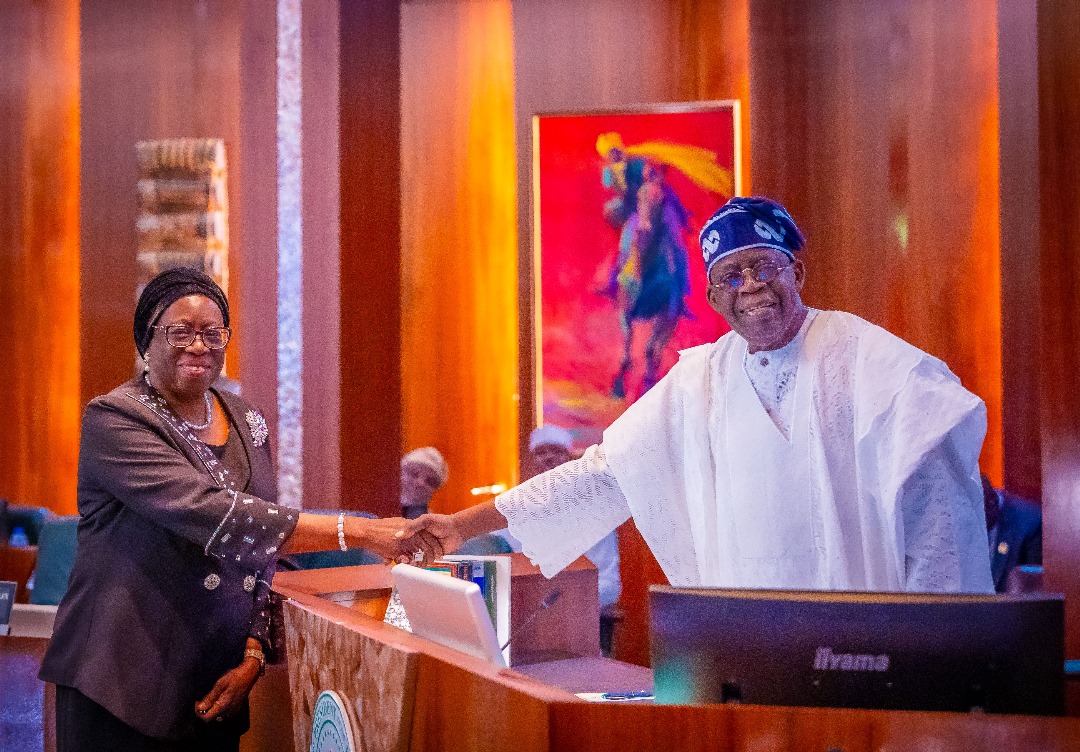 President Bola Tinubu with Ag CJN Justice Kudirat Kekere Ekun