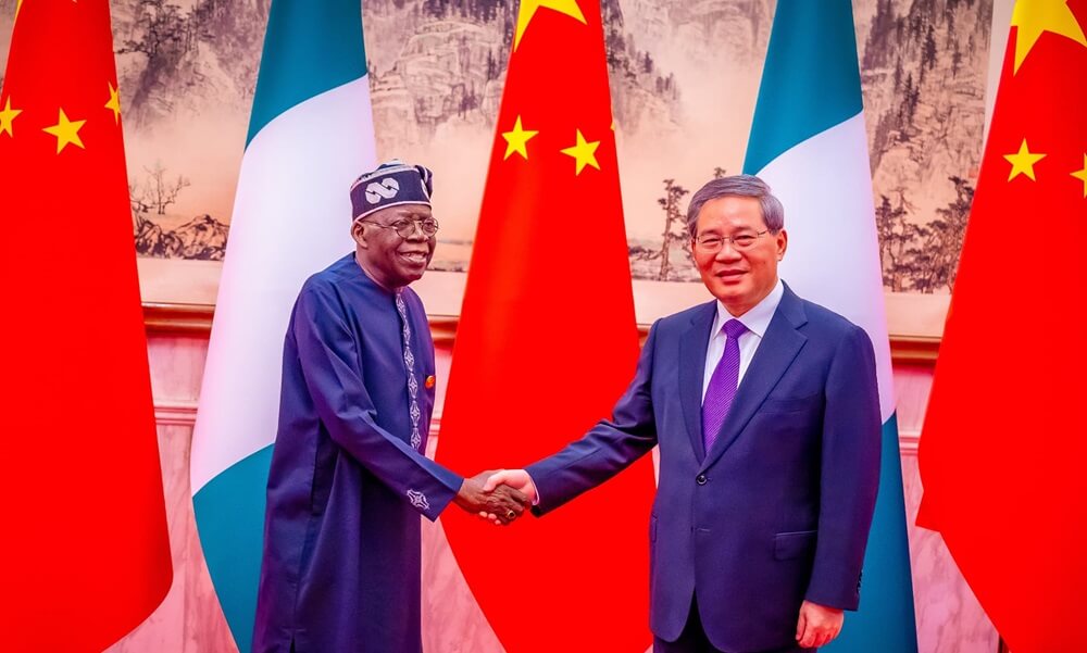 Tinubu with Chinese Premier Li Qiang in Beijing China 1