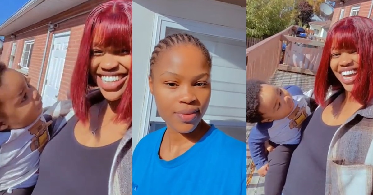 “If he could talk, he would have scrǝamed” – Nigerian mum shares hilarious reaction of toddler son to her new wig after rocking cornrows (VIDEO)