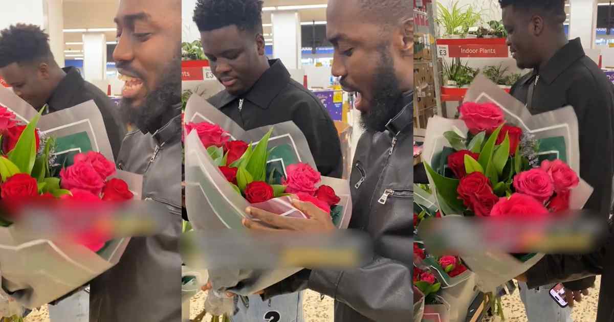 “No wonder Nigerian girls don’t appreciate flowers” – Abroad-based Nigerian man queries foreign ladies fascination for flower bouquet (WATCH)