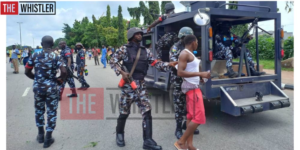 1729345524 Police Arrest Armless Protester At Sani Abacha Way FCT