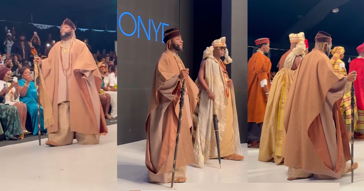 “The only King of Africa!” – Fans hail as Davido debuts as a runway model (VIDEO)