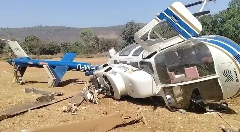 A crashed helicopter