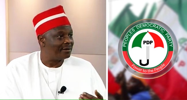 Kwankwaso and PDP logo