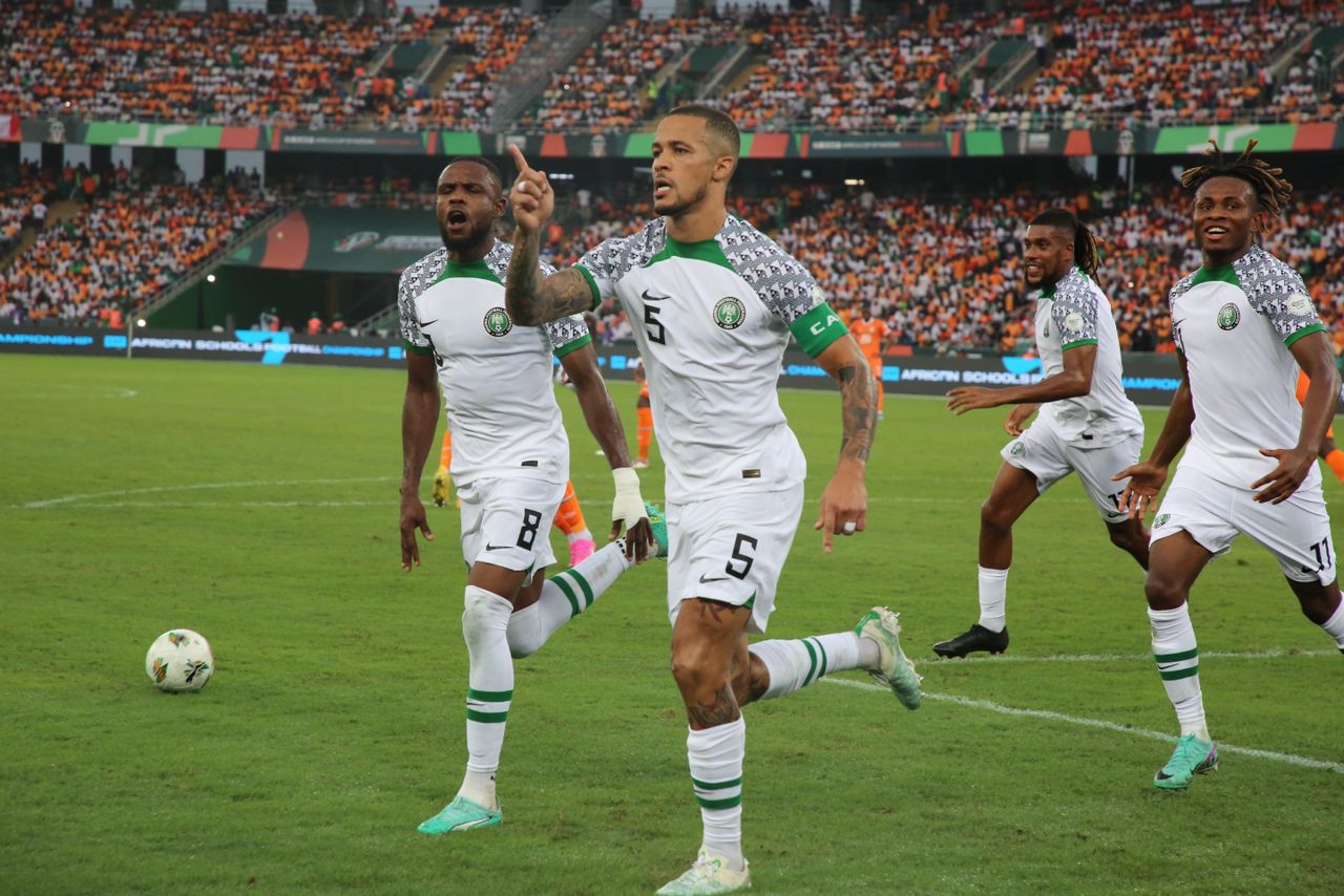 Super Eagles William Troost Ekong celebrates 1 1