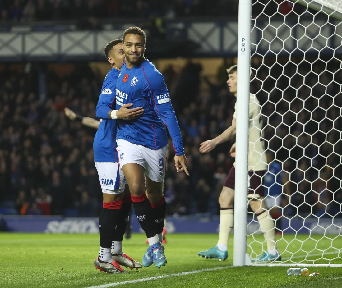 101124 Rangers vs Hearts Cyriel Dessers Goal Celebration 07.webp