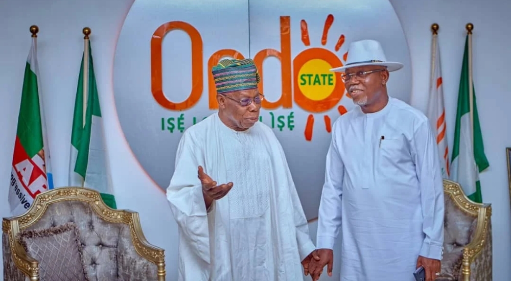 Former president Olusegun Obasanjo and Ondo state governor Lucky Aiyedati 20241111 154702 0000