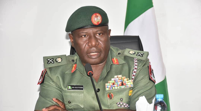 Major General Olufemi Olatubosun Oluyede as the acting Chief of Army Staff COAS.webp