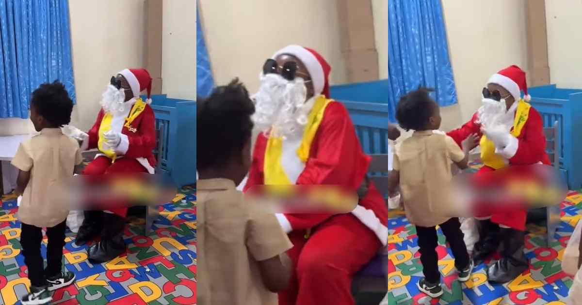 “Your kids will recognize you no matter what” – Woman exposed by her son after she decided to play Santa Claus in his school (VIDEO)