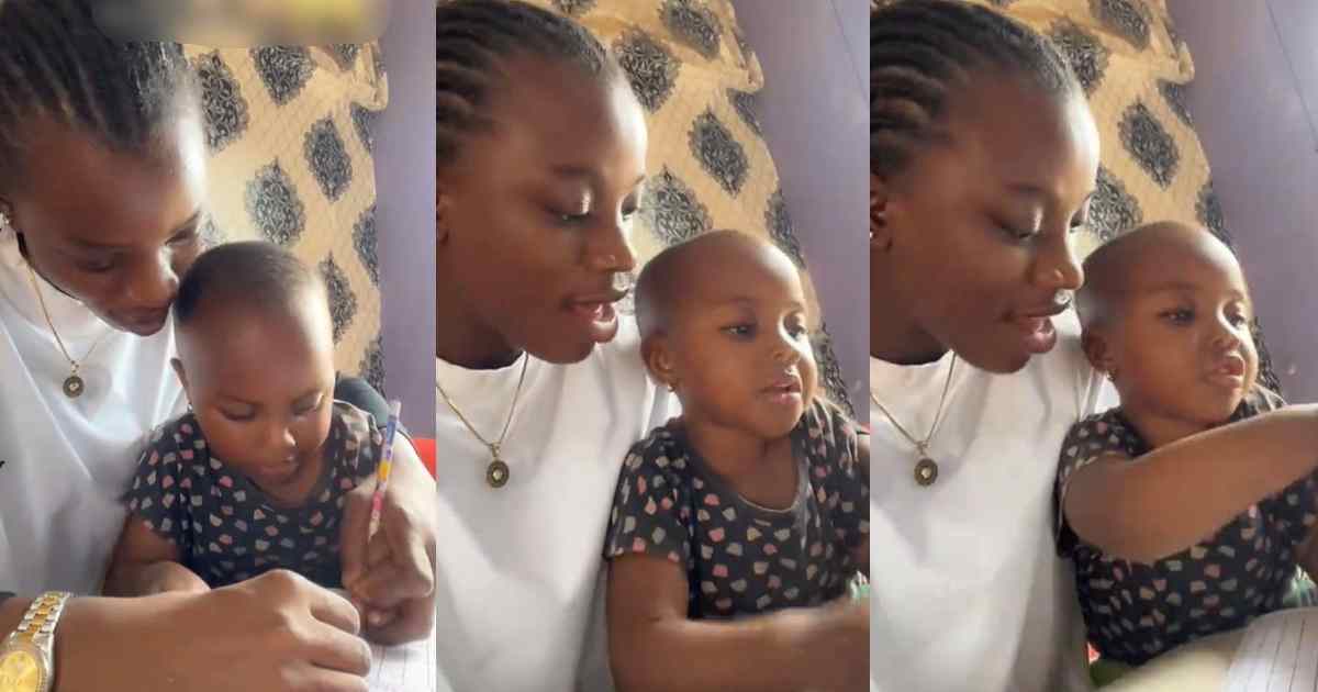 “A for Adiye” – Lady sh0cked as little girl associates an English alphabet with a Yoruba word (WATCH)