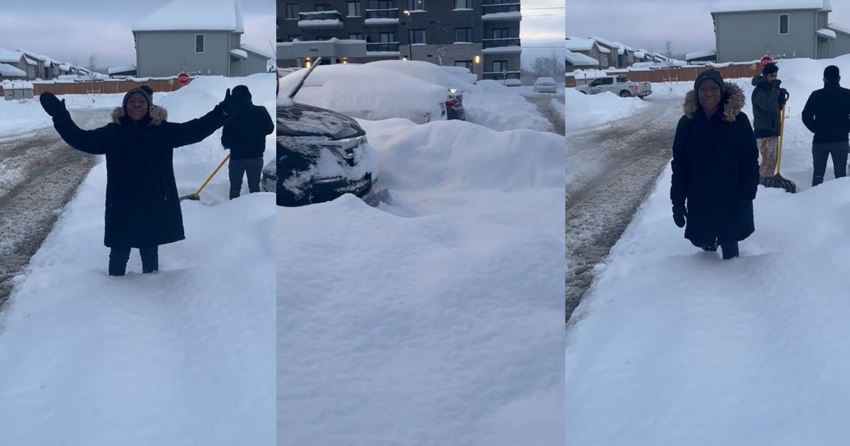 Nigerian woman brǝaks into joyful song as she expresses gratitude for 2024 winter in Canada (VIDEO)