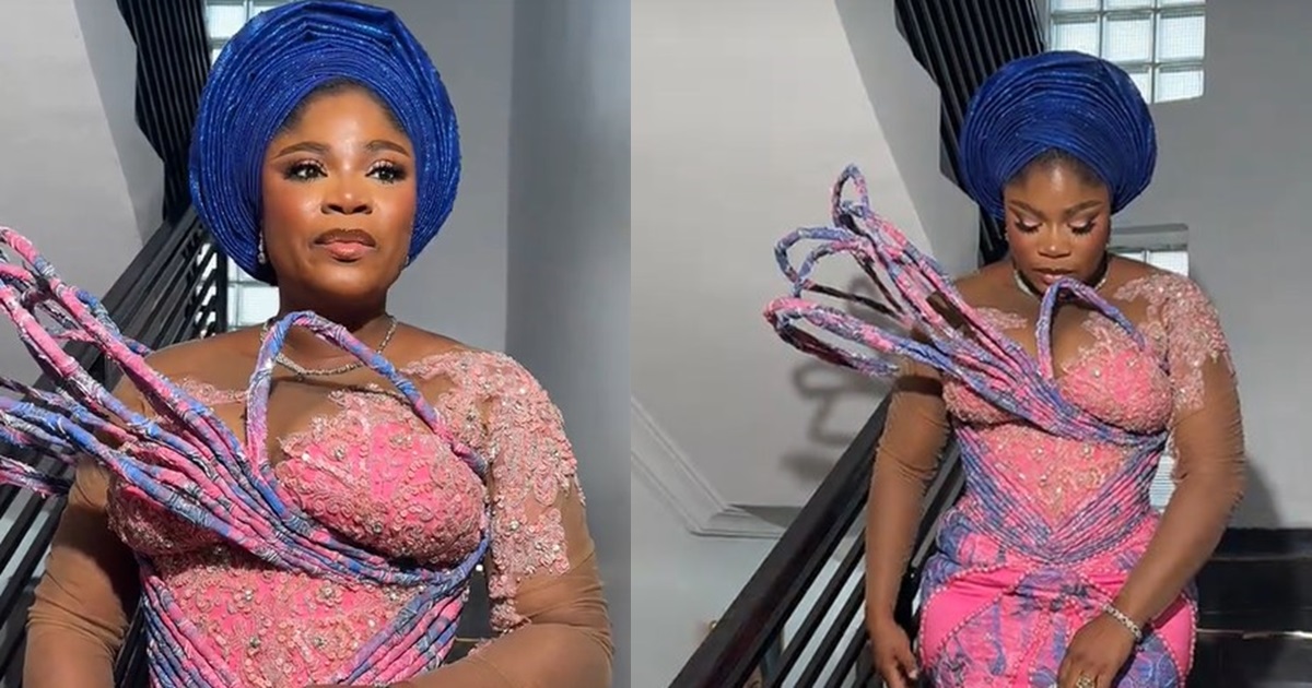 “Doing too much on top person wedding, when it’s not a fashion show” – Actress Eniola Ajao’s wedding outfit to skit maker Kamo State wedding sp@rks contr0versy (WATCH)