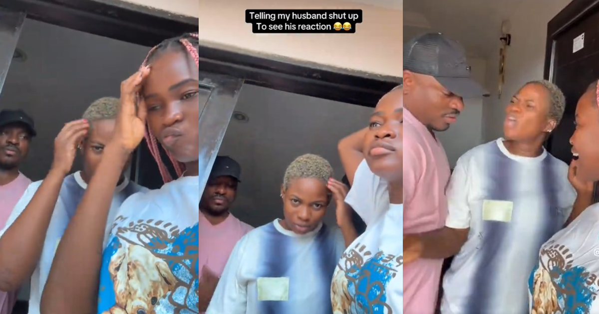 Woman pr@nks her husband by telling him to ‘shút up’ during a video shoot with her sister (WATCH)