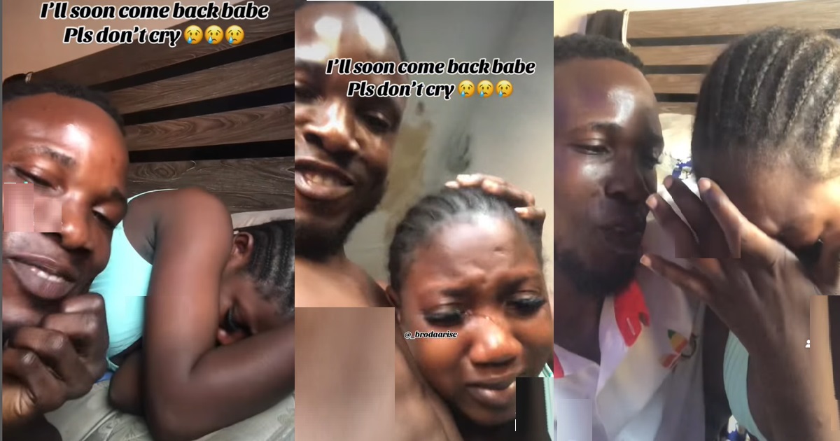 “Na evil forest he dey go?” – Lady búrst into tǝars as boyfriend leaves for work, netizens react (VIDEO)