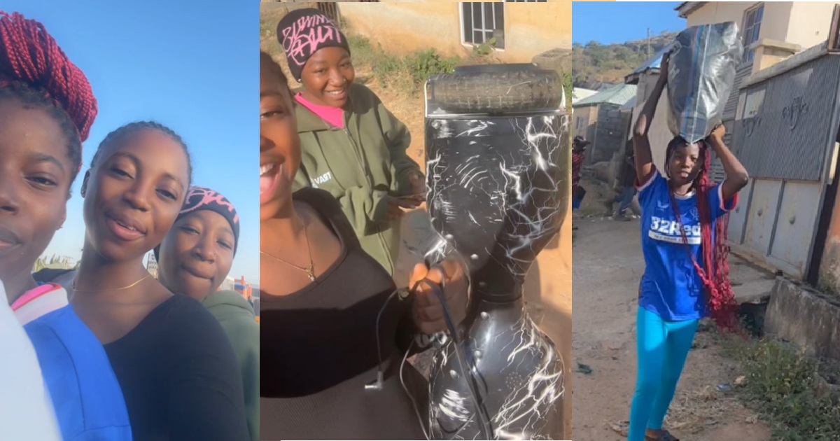 Lady with her friends st0rms ex-boyfriend’s house to collect back things she had gifted him during their relationship (VIDEO)