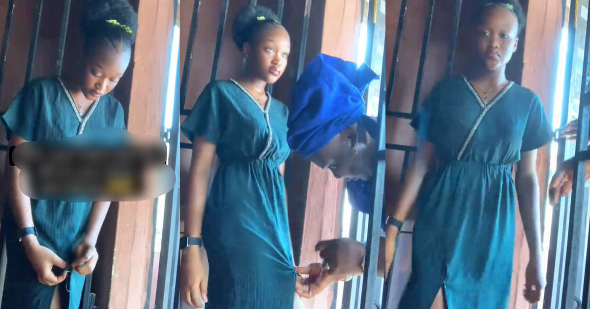 “The slit was actually high o” – Nigerian mum alters daughter’s dress, stitches revealing slit at last minute (VIDEO)