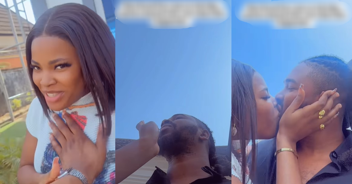 A couple gets passionate in public as a man wipes the lipstick from his girlfriend’s lips while k!ssing (WATCH)