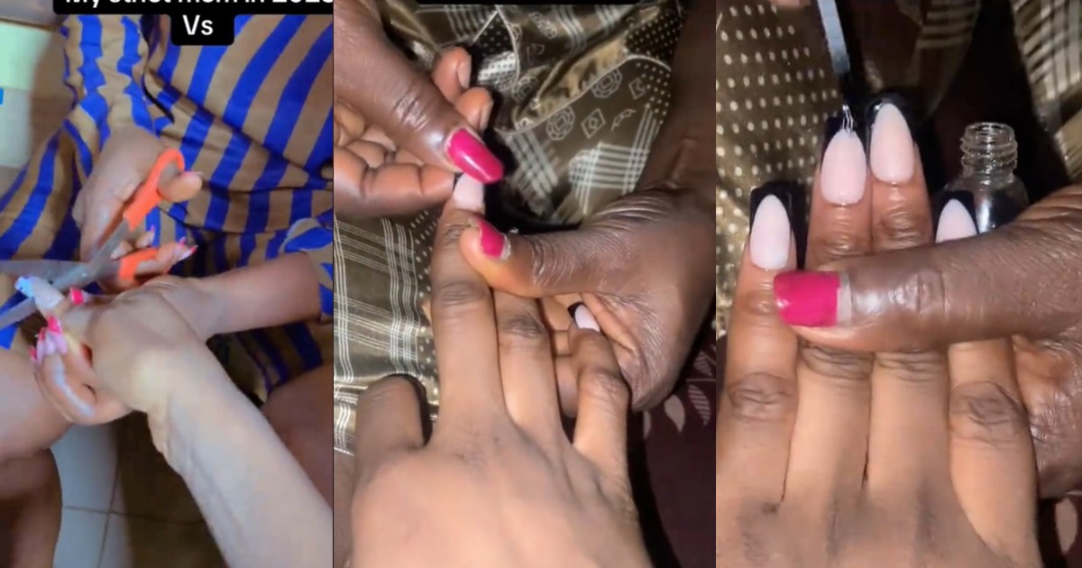 “They know when the time is right” – Str!ct Nigerian mother transforms from cutt!ng off her daughter’s long nails to fixing her nails in two years (WATCH)