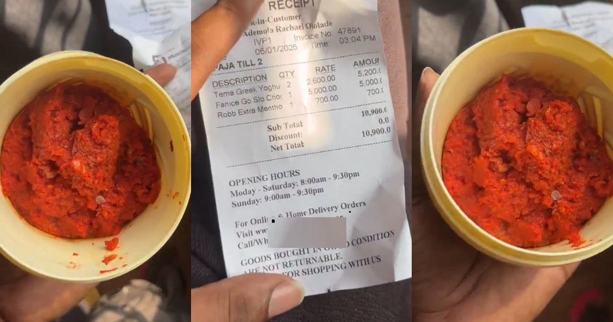 “Una too dey lie” – Man claims to buy ice-cream from the supermarket and discovers pepper inside (VIDEO)