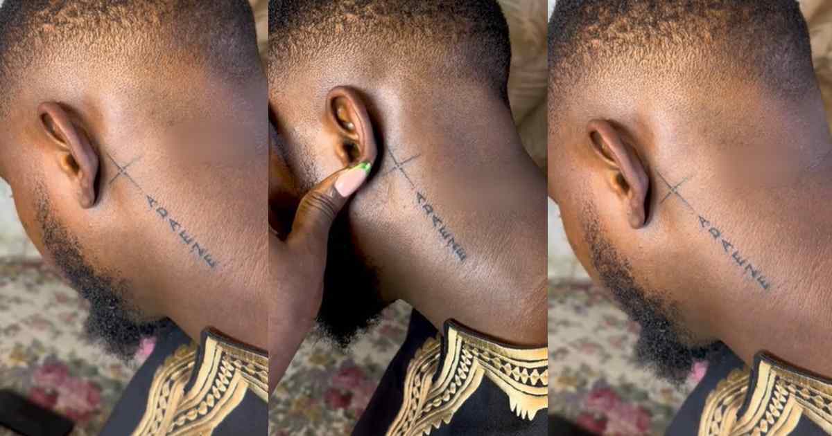 “If the love cannot be like this, then I do not want” – Man tattoos his sister’s name ‘Adaeze’ on his neck (WATCH)