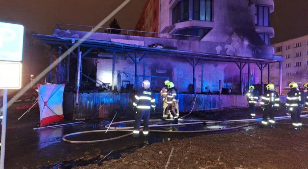 Firefighters work at the site of a propane butane cylinder explosion in a r 20250112 132753 0000