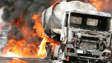 Fuel tanker explosion scene