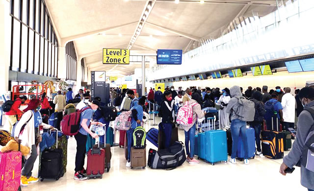 Nigerian returnees from the United State of America during their arrival at the Nnmadi Azikiwe Inter