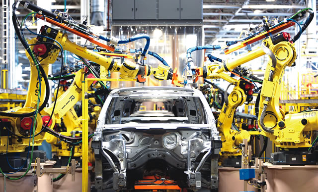 Robotics in auto manufacturing plant