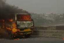 Bus on fire on Kara Bridge.fw