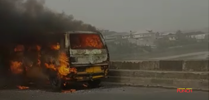 Bus on fire on Kara Bridge.fw