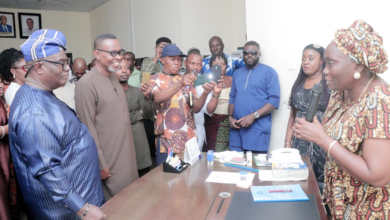 Pix shows the new rector Mrs Eduma Essien addressing the management staff after a brief hand over ce