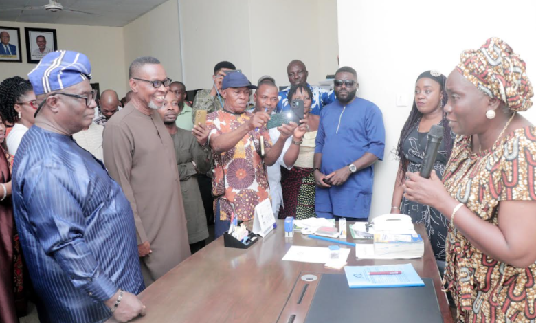 Pix shows the new rector Mrs Eduma Essien addressing the management staff after a brief hand over ce