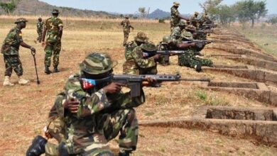 Nigerian Army personnel on shooting exercise