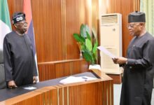 President Bola Tinubu swear in Vice Admiral Ibok Ete Ibas